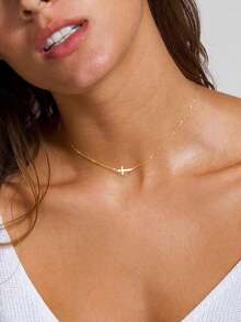 1 pieza Collar elegante de oro con colgante de cruz, adecuado para el uso diario de las mujeres - Dorado - Ver 9