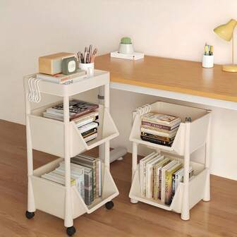1pc 3-Style Suitable For 47 Indoor Scenes Floor Standing Bookshelf Multifunctional Storage Rack Movable Small Cart For Living Room Kitchen Desk