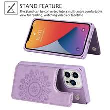 For  13 Pro Max Case With Card Holder, 13 Pro Max Wallet Case For Women Men,Stand And Strap,Leather Shockproof Protective Phone Case Cover- Purple{"Color_name":"C-Purple"} - 多色20 - 查看 7