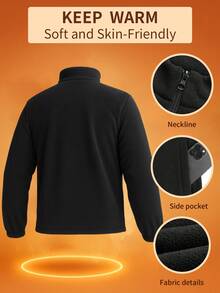 Outdoor Sports Jacket, Casual Thermal Lined Zipper Jacket, Solid Color Long Sleeve Fitness Outerwear, Jogging Running Versatile Stylish Warm Streetwear