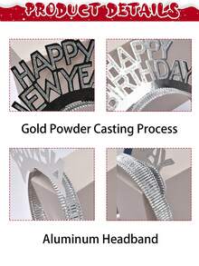 12pcs Happy New Year Headbands Crown, Metal Tassel Rattle, Suitable For New Year Party Favors, New Year's Eve Party Decorations, 2026 New Year's Eve Party Supplies, Christmas Decorations, Home Christmas Gifts, Christmas Ornaments - Multicolor - View 9