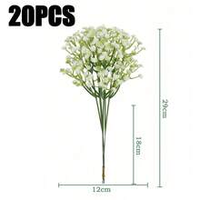 100支白色仿真满天星，白色假满天星，散装仿真满天星花束，适用于家居装饰、桌面装饰、DIY插花、婚礼和节日派对装饰、室内外花园装饰、婚礼、派对、房间装饰 - 白色 - 查看 17