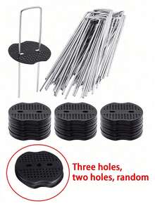 50/100pcs Garden Nail + Washer + Hook Set - Lawn Landscape Nails/Galvanized U-Shape Ground Pegs/Heavy Duty Garden Anchors, Suitable For Cloth Fixing/Grass Cloth Decoration/Yard Construction