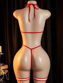 Sexy Lingerie - Nurse Costume Roleplay Metal Chain Hollow-Out Jumpsuit, Backless And Crotchless Design, One-Piece - White - View 2