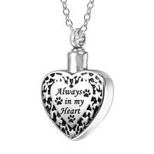 Heart Carving Flower Stainless Steel Cremation Urn Necklace Always In My Heart Memorial Keepsake Cremation Jewelry For Human Ashes Waterproof Jewelry