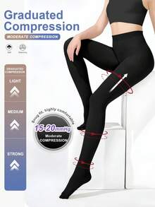 Women's 8-15 MmHg Light Compression Pantyhose Opaque Closed Toe High Waist Slimming Tights Tights, Cozy - Multicolor - View 25