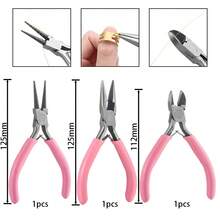 QIAO 3pcs/Set 3 Styles Jewelry Pliers Tools Kit Needle Round Nose Pliers Diagonal Plier For DIY Jewelry Making Repair Tool Supplies