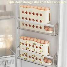30-Egg Capacity 4-Tier Refrigerator Egg Rack - Automatic Rolling Egg Organizer With Space-Saving Design, Durable PE Material, Multi-Purpose Kitchen & Fridge Storage Rack For Freshness & Organization, Egg Holder For Refrigerator, Fridge Organization, Modern Kitchenware, Sturdy Construction, Home Cooks, Compact Design, Highquality Material, Meal Preppers - Màu be - Xem 2