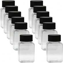 12 Pcs 100 Ml Small Plastic Juice Bottles Clear Square Drinks Bottles Empty Beverage Containers Mini Fridge Water Bottle Seasoning Powder Containers With Caps - 1 - 查看 1