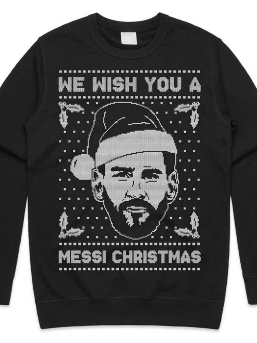 We Wish You A Messi Christmas Jumper Sweater Sweatshirt  Adults Xmas Funny Argentina Football World Cup (2) - màu đen - Xem 1
