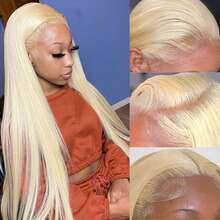 MECRY 8-36in 4x4 5*5 13*4 13*6 Bone Straight Lace Front Wig Glueless Wigs Human Frontal Hair Pre Cut Lace Wig, Wear And Go Ombre Lace Front Wig Human Frontal Hair Pre Plucked With Baby Hair Bleached Knots Virgin Human Frontal Hair, Natural Hairline, Glueless Easy-To-Wear For Women #Blond Blended Hair - S613 - View 7