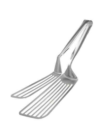 1pc Stainless Steel Steak Clip, Multifunctional Cooking Clip, Barbecue Clip, Slotted Metal Kitchen Tongs, Barbecue Food Clip, Fish Frying Spatula, Used For Frying Steak, Fish, Chicken Cutlet Flipper, Suitable For Kitchen, Restaurant Cooking, Barbecue, Frying