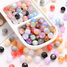25/30pcs Fashion Large Hole Resin Beads, High Quality Faux Jade Smooth Loose Beads - Glitter, Agate, Mermaid And More Designs, For DIY Bracelets, Necklaces, Scarf Decorations - Multicolor - View 5