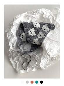 1 件万圣节派对幽灵/蜘蛛网蜘蛛南瓜蝙蝠魔鬼独特成人头带，深色风格钩针编织头带，秋冬装饰性能三角围巾，优雅发饰 - 彩色 - 查看 7