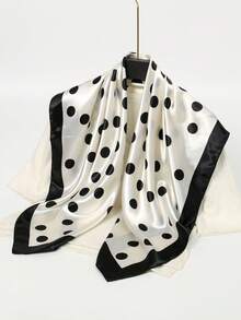 1pc Women's New Fashion Casual Scarf, Polka Dot 90cm Square Scarf, Suitable For Daily Use