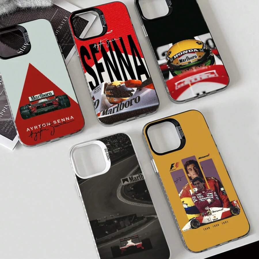 1PC A-Ayrton S- Funda de Teléfono de Carreras F1 Funda de Teléfono IMD color plata para 17 16 15 14 13 12 11 Pro Max Plus air - Z3 - Ver 1