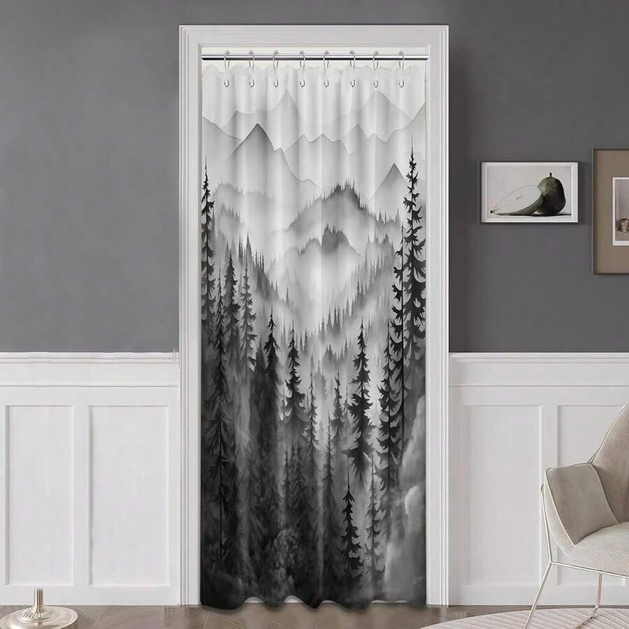 Black And White Forest Small Shower Curtain Stand Up Stall Shower Curtains Rv Narrow Nature Rustic Woodland Pine Tree Bathroom Decor, Waterproof Cloth Fabric With Hooks 48''W X 72''L{"Color_name":"BlackandWhite","Size_name":"48\"Wx72\"L(Packof1)"} - 多色19 - 查看 1