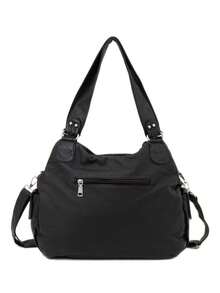 Spacious Women's Vintage Faux Leather Tote Bag - Chic Y2K-Inspired Multi-Pocket Crossbody With Detachable Strap, Zip Closure, Solid Color, Fashionable Shoulder Purse For Everyday Use, Bohemia Style Bag For Women, 2000s Fashion Style Bag For Women, Street & Japanese Bag For Women, New Arrival Tote Bags For Woman