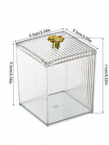 Organizer per il trucco in acrilico trasparente con coperchio - Leggero, scatola portaoggetti da bagno montata a tensione per cotton fioc e dischetti detergenti