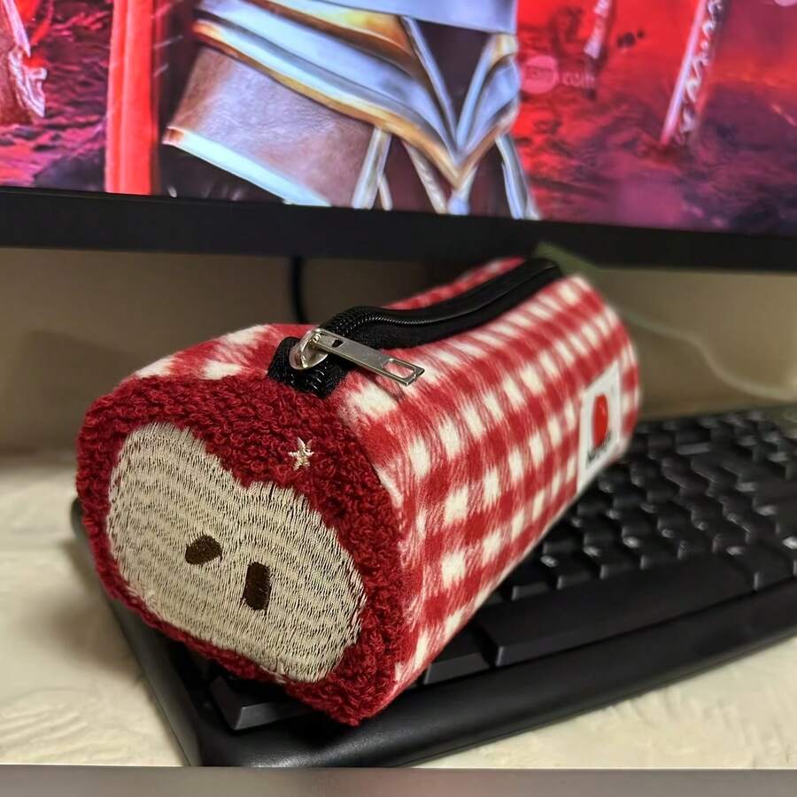 [2pcs Cute Pencil Pouches] 2pcs Large Capacity Cute Monkey & Design Pencil Pouches| High-Quality Nylon, Hand Washable, Durable Zipper Closure| Cosmetics & Earphone Storage, Casual Style, Organizer Bags - 零錢包+鉛筆盒2件套 - 查看 1