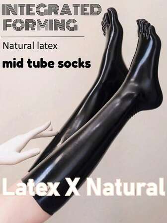 A Pair Of Sexy Five-Toe Socks, Solid Color, Mid-Calf Length, Sexy Lingerie Accessories,Role-Playing Theme, One-Piece Molded Material, Made Of Natural Latex, Hand Wash Only - Role-Playing Accessory