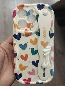 1pc Fashion Love Print Thick Anti-Drop Phone Case With Stand, Compatible With Apple & Series Waterproof Shockproof Scratch Resistant