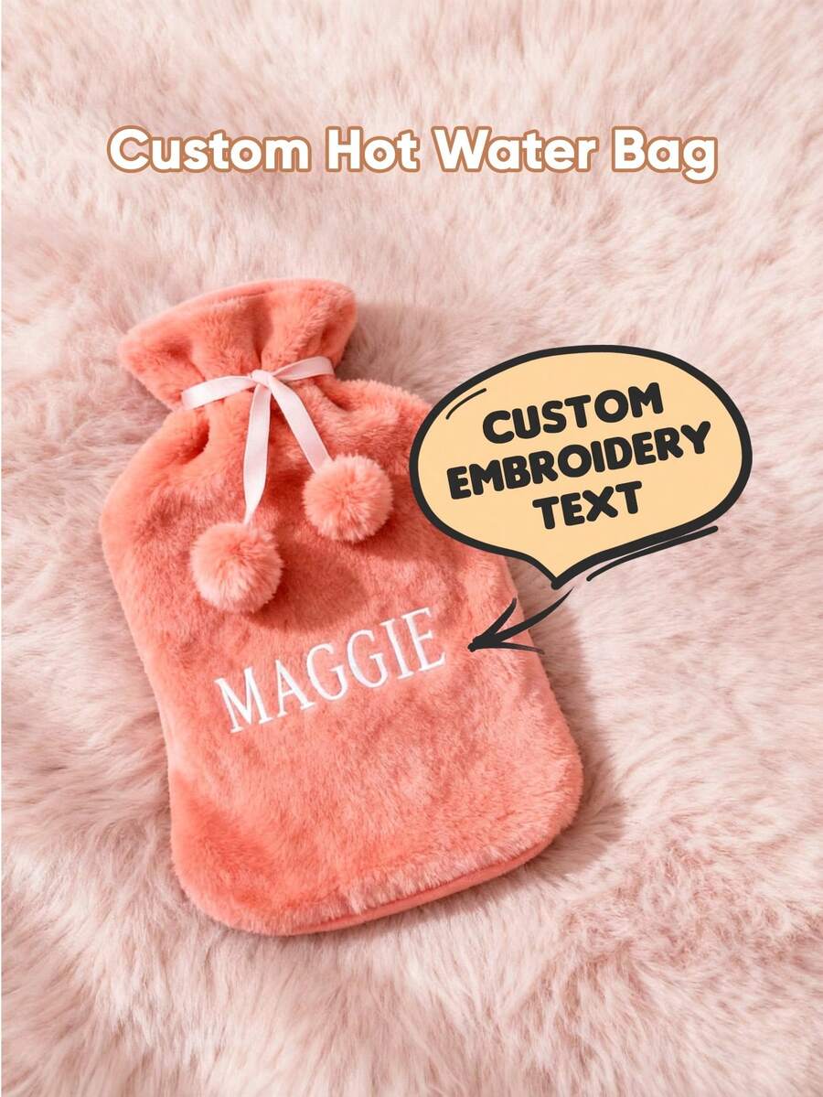 1個訂製刻字名字熱水袋，個性化名字熱水袋，個性化名字熱水袋帶名字，帶毛絨套的冬季熱水袋，熱水袋，熱水瓶，生日禮物，結婚禮物，母親節禮物，最好的朋友禮物，給媽媽的禮物，女友禮物，妻子禮物 - 粉色 - 查看 1