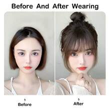Synthetic Air Bangs Hair Clip-In Extension Front Fringes Hair Pieces Air Bangs Fiber Hair Accessories Invisible Natural - Multicolor - View 3