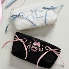 Bolsa de lápices con lazo lindo, de gran capacidad y multifuncional. Estuche para lápices con diseño de gato o perro de dibujos animados. Organizador de papelería para estudiantes, escuela y oficina