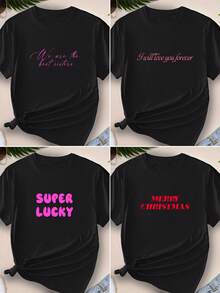 Women's Text Customized T-Shirt, Short Sleeve Round Neck Casual Tops Summer And Spring, Women's Casual Sports T-Shirt