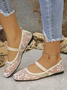 Women's Fashion Sequin Square Toe Flats, Slip-On Casual Shoes For Daily Wear, Suitable With Dresses, Size 35-43, Spring/Autumn