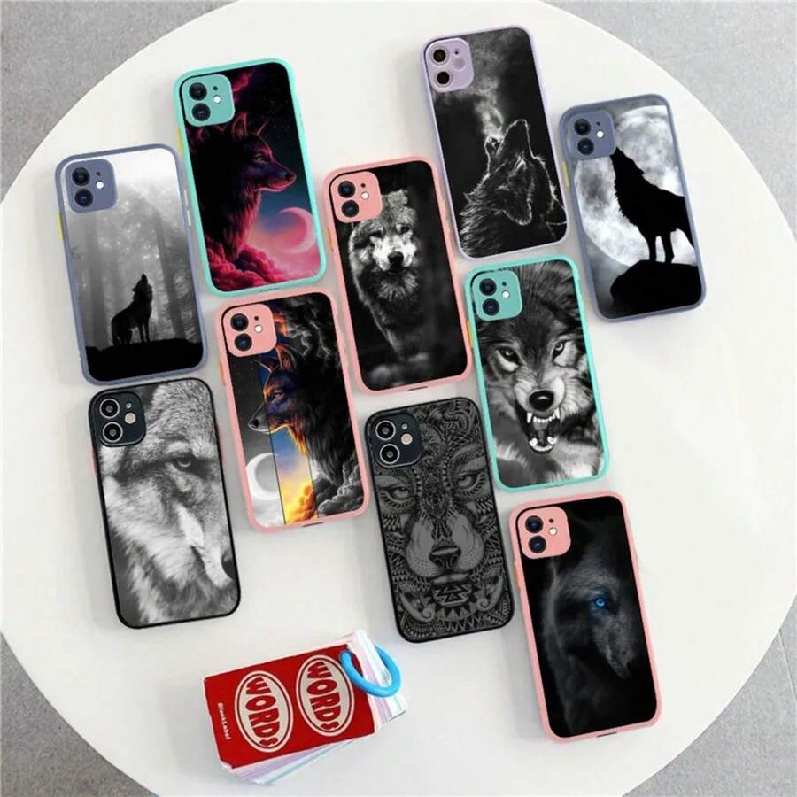 Funda con estampado de lobo negro compatible con 14 X XR XS 7 8 Plus 11 12 13 pro MAX 13mini, funda mate a prueba de golpes, compatible con funda de 17, funda de 17 Pro, funda de 17 Pro Max - z6 - Ver 1