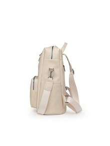 New 2025 Women's Backpack, Solid Color, Lightweight, Large Capacity And Multifunctional Model 2237 - Màu be - Xem 5
