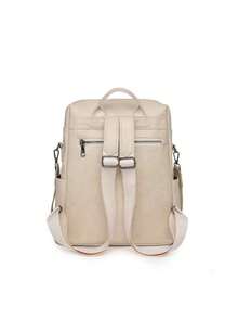 New 2025 Women's Backpack, Solid Color, Lightweight, Large Capacity And Multifunctional Model 2237 - Màu be - Xem 6