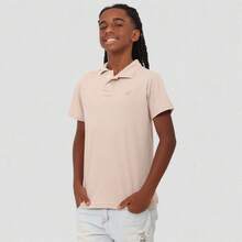 Polo Infantil Menino Camisa Algodão Piquet Tam: 4 ao 16 - Bege - Visão 3