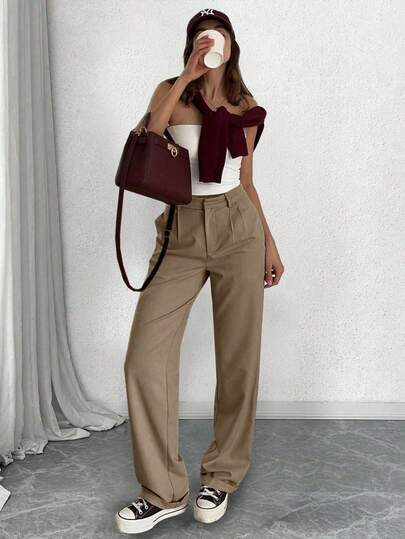 Nouveau pantalon de costume rétro taille haute pour femmes, coupe ample et ajustée, effet drapé, convient pour l'automne, les loisirs quotidiens, le milieu professionnel, la saison des mariages