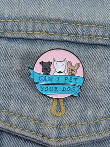 1PC Can I Pet Your Dog Enamel Pins Cartoon Cute Puppy Animal Metal Brooches Clothes Lapel Badge Funny Jewelry Gift For Friends