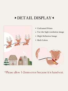 3 Pieces Santa Claus Posters Reindeer Wall Art Poster Cute Cartoon Wall Picture Christmas Wall Print Rustic Wall Artwork Kids Room Decoration Stuff Living Room Wall Decor No Frame