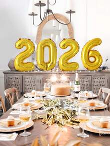 16/32 Zoll 2026 Goldfolie Zahlenballons, 2026 Neujahrsfeier Ballons, Frohes Neues Jahr dekorative Ballons für Neujahrsparty Dekoration, Silvester Party Zubehör, perfekt für Geburtstag, Hochzeit, Jahrestag, Festivalfeier Dekoration, Heimdekoration, Raumdekoration, Innen- und Außendekoration, Frohes Neues Jahr Dekoration