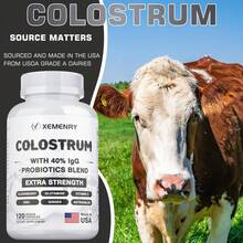 XEMENRY Calostro 1220 Mg - Contiene 40 % De IgG + Mezcla Probiótica - Para Promover La Salud Intestinal Y Digestiva, Y Reforzar El Sistema Inmunitario - 120 Unidades - 120 cápsulas - Ver 7