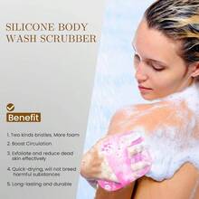 Zinc Infused Silicone Body Scrubber Men, New Upgrade Deep Exfoliating Body Scrubber Shower, Silicone Loofah Men Sensitive Skin With Lathering Bristles And Non - Slip Handle Gray - 粉色 - 查看 7