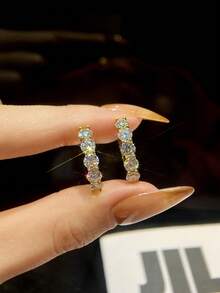 1 Pair Of 0.3 Ct High-End Elegant Moissanite Earrings Women's Engagement & Wedding Earrings S925 Sterling Silver Earrings Elegant Luxury Ear Jewelry Bridal Wedding Jewelry - Moissanite Earrings - View 2