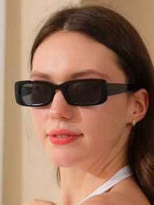 1pcs Y2K Square Cute Vintage Beach Fashion Eyeglasses For Men & Women - 黑色 - 查看 6