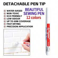 1pc White Waterproof Quick-Drying Tile Grout Pen, Comes With Replacement Nibs, Wall Grouting Pen, Mold-Proof Decorative Pen For Tiles, Floors, Bathroom, Tile Repair Tool, Home Decor Grout Pen, Tile Pen, Grout Pen, Cement Jointing Decorative Pen, Home Decor Christmas New Year Holiday Decorative Pen, Mural Painting Pen