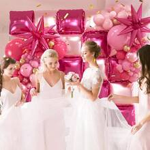 149pcs Pink And Gold Balloons Arch Kit - 25pcs Double Sided Hot Pink Flat Square Foil Balloons Wall Backdrop Anniversary Bachelorette Birthday Valentines Day Party Decoration - Màu Hồng Tươi - Xem 4
