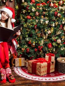 1 pezzo rosso con fiocco di neve e motivo di renne, gonna per albero di Natale, tessuto rustico rotondo grande 36 pollici decorativo e protettivo per albero di Natale per Natale, inverno, festa di Capodanno, decorazioni per interni ed esterni Decorazioni natalizie Casa Regali di Natale Decorazioni natalizie