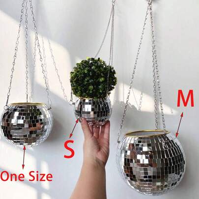 1 chậu trồng cây hình quả bóng Disco, chậu hoa hình quả bóng gương treo, chậu trồng cây treo trang trí sân vườn (Sản phẩm thực tế có thể nhỏ hơn hình ảnh, vui lòng đặt hàng lớn hơn một cỡ)