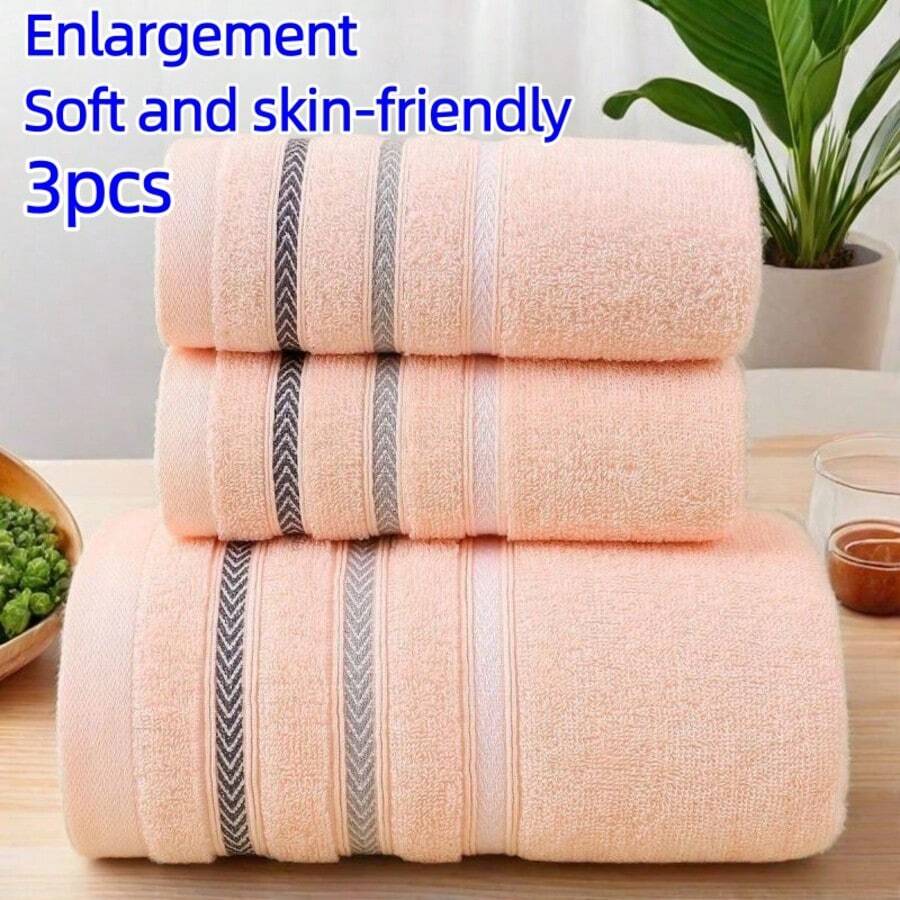 Set de 3 toallas extra grandes [1 toalla de baño de 158 cm x 78 cm + 2 toallas de mano de 35 cm x 73 cm], suaves y amigables con la piel, gruesas y absorbentes, juego de toallas resistentes a la decoloración, adecuado para baño, hotel, hogar, playa, regalo