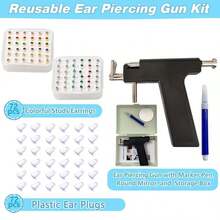 Reusable Ear Piercing Gun With 72PCS Stud Earrrings,Professional Ear Piercing Kit For Salon & Home Use - Black - View 8