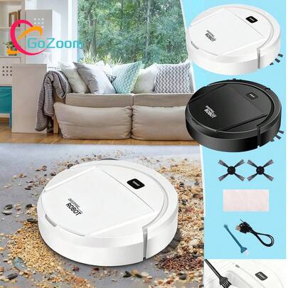 1 Pieza Aspiradora robot, puede limpiar desde pisos duros hasta alfombras de grosor medio, súper succión, ultradelgada y silenciosa, función de memoria incorporada, múltiples modos de limpieza, 3 modos de limpieza.mejor para eliminar pelos de mascotas, migas de comida, agua en el piso - Un buen ayudante para la limpieza del hogar.